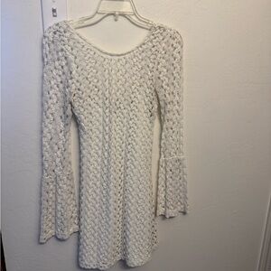 Mimi Chica Cream Textured Long Sleeve Dress